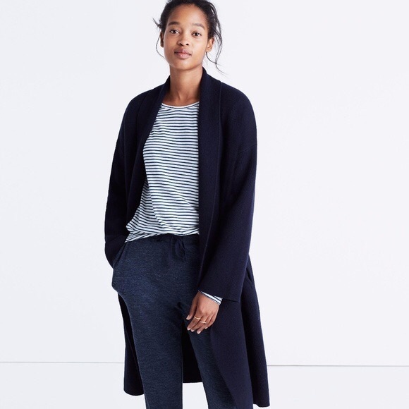 navy sweater coat